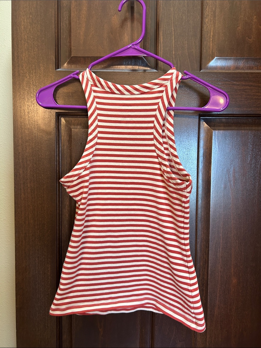 Maeve Red and White Striped High-Neck Racerback Tank - Picture 3 of 3